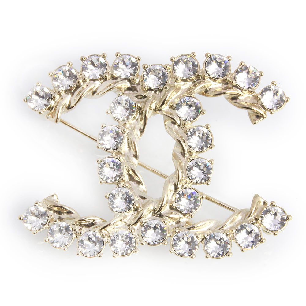 CHANEL ココマーク ビジュー ゴールド ブローチ コサージュ. シャネル ココマーク ビジュー ブローチ ゴールド AB5784 箱付 CHANEL