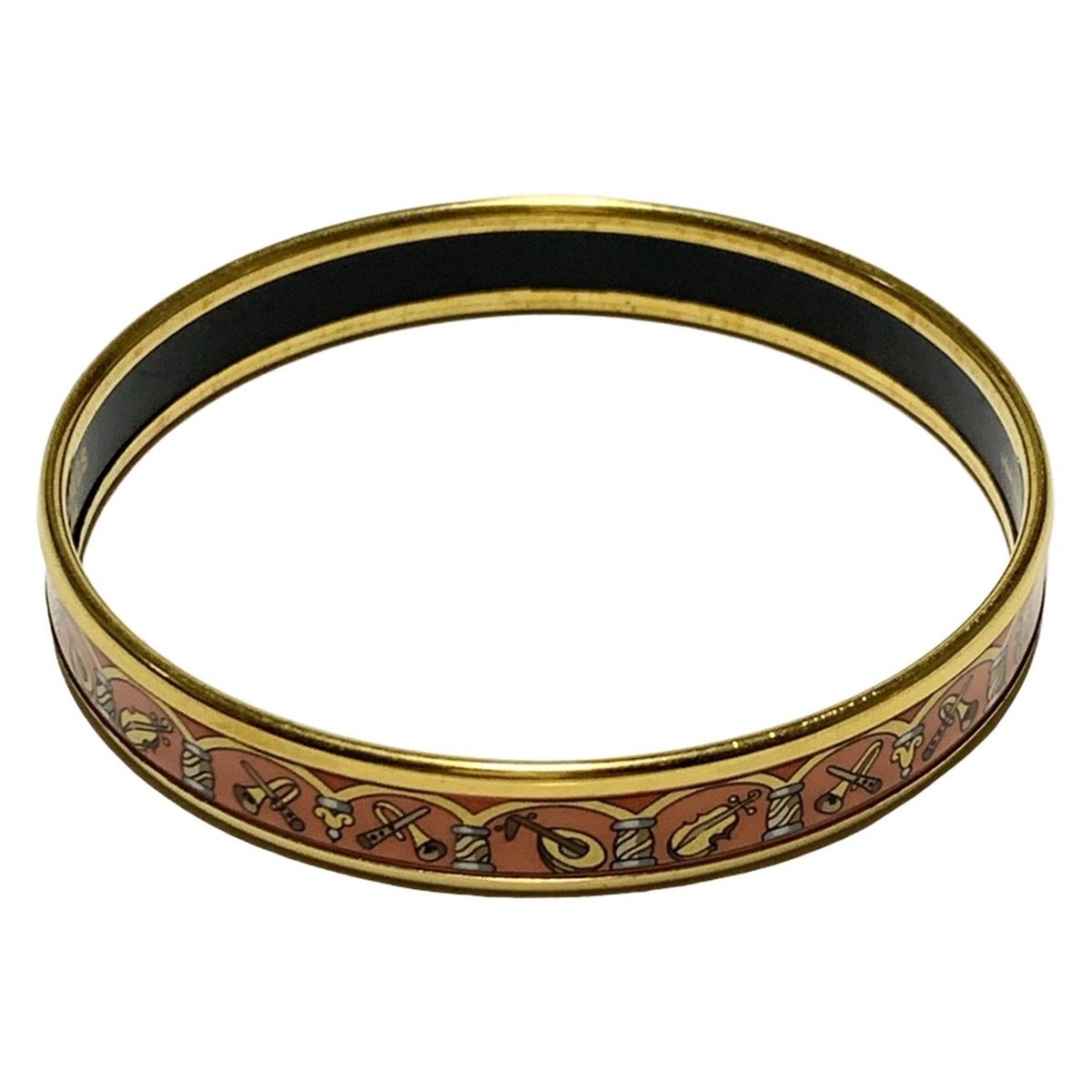 HERMES エルメス バングル エマイユ ゴールド オレンジ マルチ