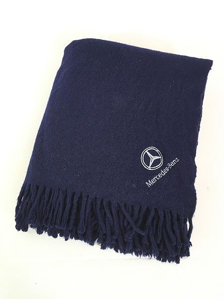 雑貨 古着 USA製 Faribault Woolen Mill 「Mercedes-Benz」 ベンツ ワンポイント 刺しゅう ウール ブランケット ファブリック 大判 古着 雑貨 古着 USA製 Faribault Woolen Mill 「Mercedes-Benz」 ベンツ
