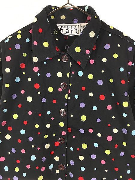 レディース 古着 90s KEREN hart カラフル マルチ ドット 刺しゅう