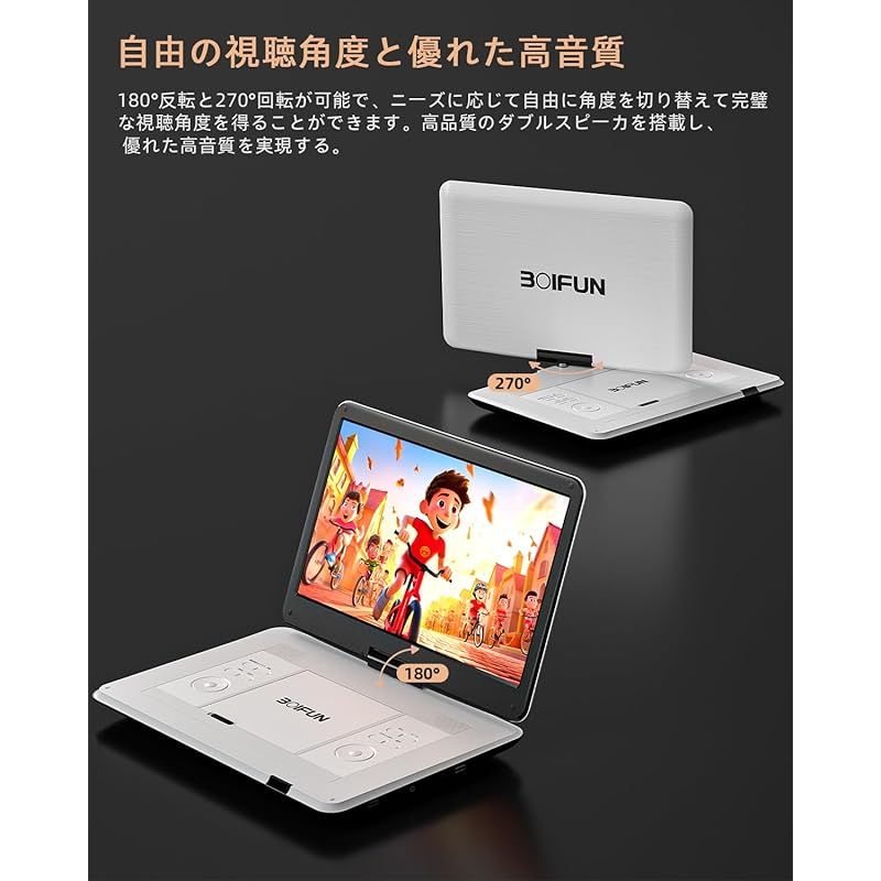 2025新登場・15.6インチ大画面・2年】 ポータブルDVDプレーヤー BOIFUN