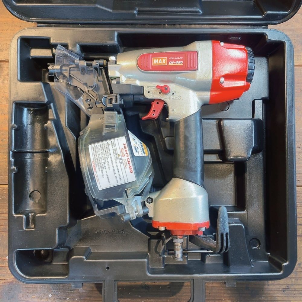 7日保証 整備済 消耗部品多数交換 MAX マックス CN 450 常圧 50 mm コイルネイラ 釘打機 ケース付き 動作良好