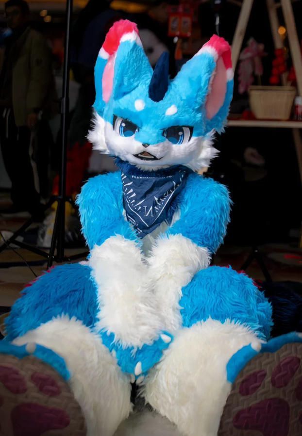 着ぐるみ ケモノ体 フルスーツ セット NO 68 水色 青 犬 全頭ヘッド ファースーツ ぬいぐるみ コスプレ コスチューム