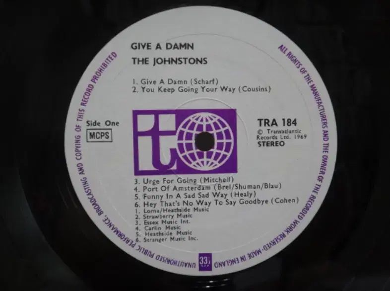 UK LP The Johnstons ー 1969 年 早い Folk
