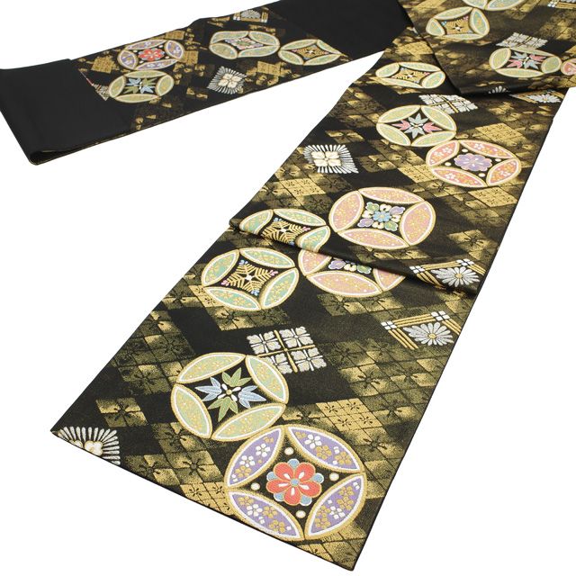 中古】 すごい値！ 袋帯 フォーマル リサイクル 正絹 京都 西陣 黒金