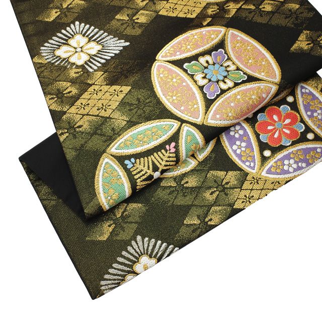 中古】 すごい値！ 袋帯 フォーマル リサイクル 正絹 京都 西陣 黒金