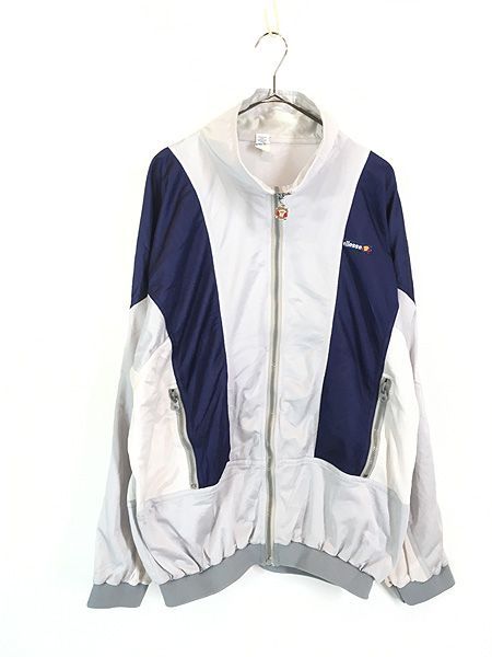 古着 80 s ellesse エレッセ ドルマンスリーブ クレイジー パターン 光沢 ジャージ トップ トラック スーツ 44