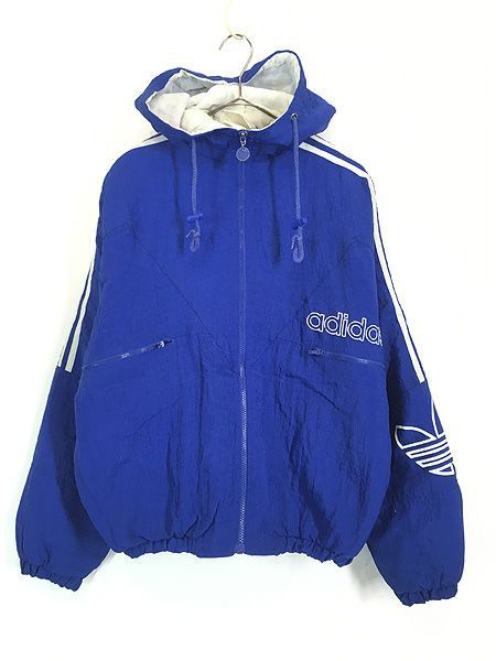 古着 80s adidas BIG ロゴ u0026 トレフォイル パデット フーデッド ジャケット パーカー M位 古着 