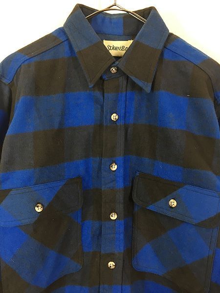 古着 Deadstock!! 80s St John's Bay ブルー × ブラック ブロック