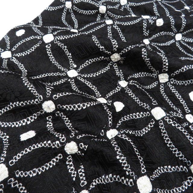 小紋 着物 正絹 袷 カジュアル 絞り染め 七宝模様 地模様 黒色 身丈