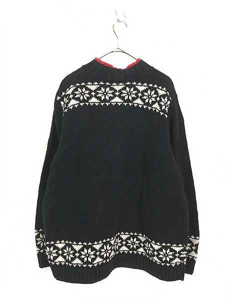 『希少』　ラルフローレン　ニット　スキー　ノルディック柄　　Vネック 黒　【L】 古着 ショップ 90s LAUREN Ralph Lauren スキー ノルディック柄