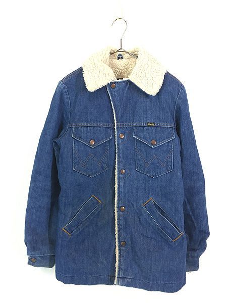古着 70s USA製 Wrangler 「Wrange Coat」 濃紺 デニム ボア ランチ