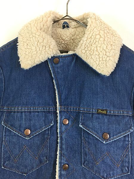 古着 70s USA製 Wrangler 「Wrange Coat」 濃紺 デニム ボア ランチ
