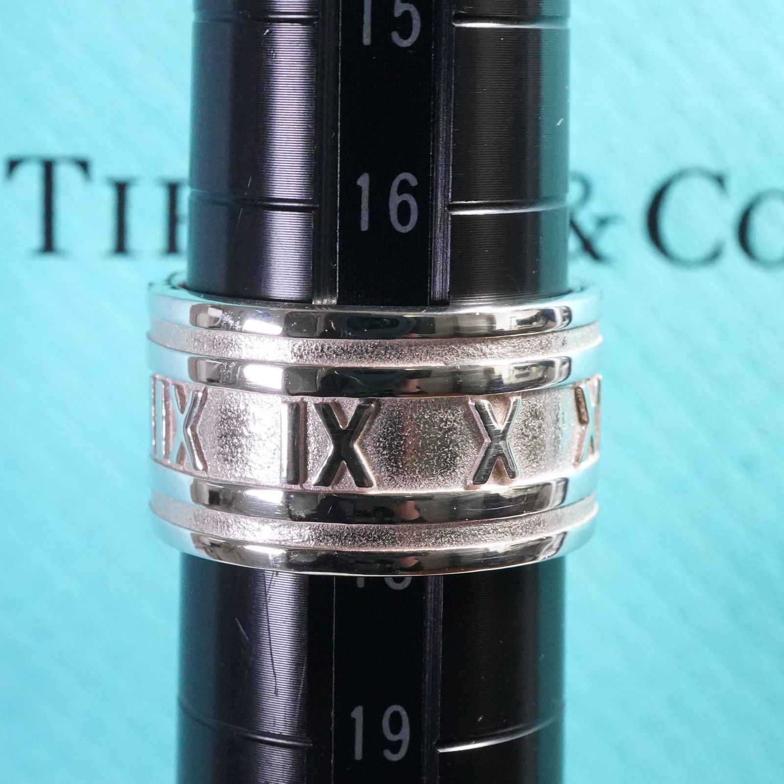 ティファニーアトラスシルバー925ワイドリング17号 極美品17号