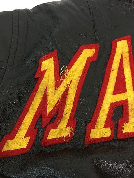 古着 90s 「MARINES」 USMC 星条旗 本革 オール レザー MA-1 フライト