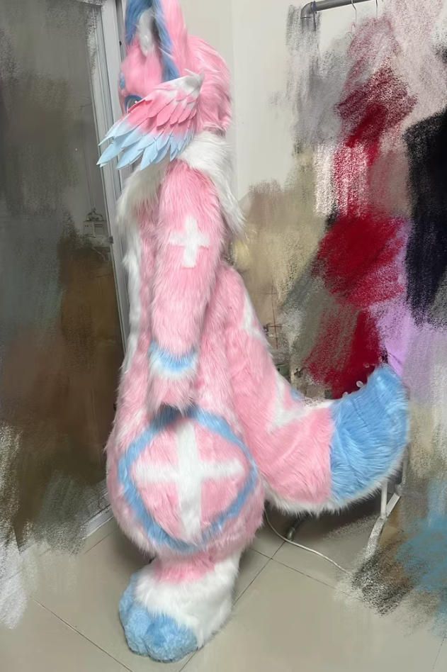 着ぐるみ ケモノ体 フルスーツ セット NO.69 ピンク 猫 全頭ヘッド ファースーツ ぬいぐるみ コスプレ コスチューム