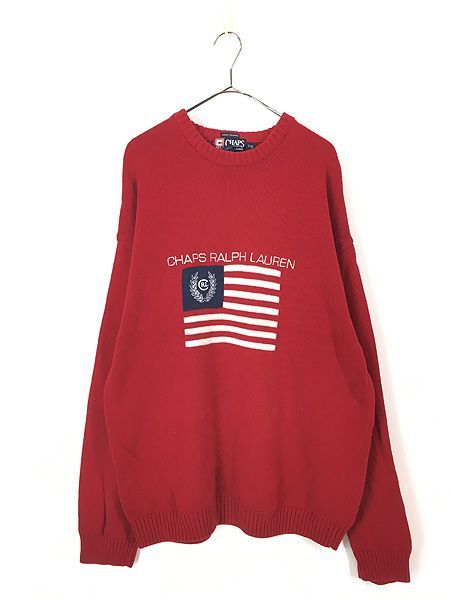 古着 90s CHAPS Ralph Lauren 星条旗 フラッグ 刺しゅう コットン