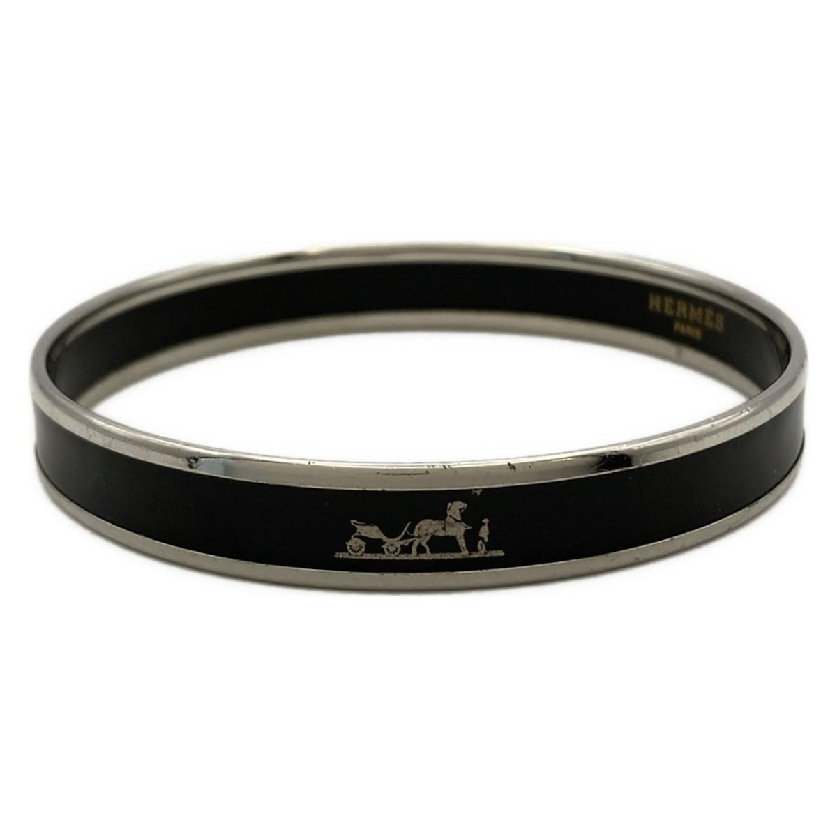 HERMES エルメス バングル カレーシュ 黒×シルバー