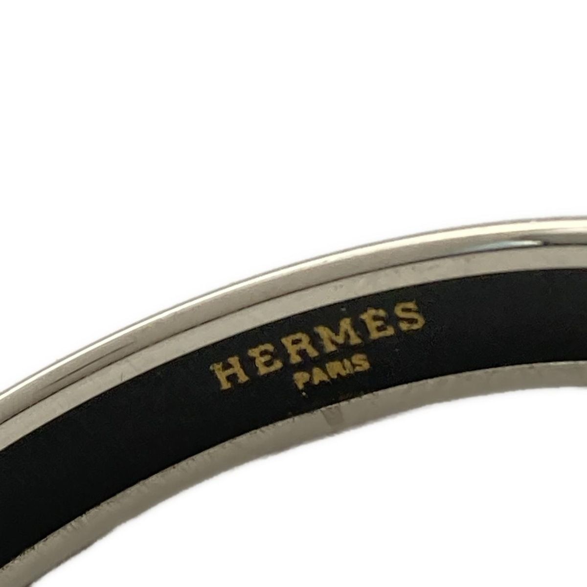  HERMES エルメス バングル カレーシュ 黒 シルバー バングル リストバンド アクセサリー