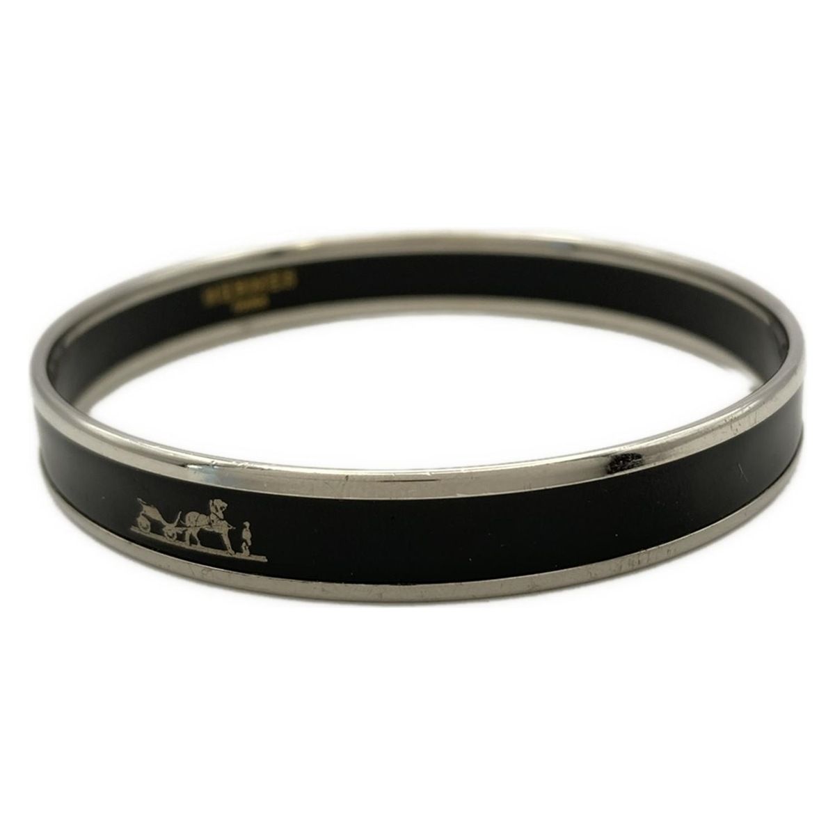 HERMES エルメス バングル カレーシュ 黒 シルバー