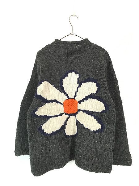 古着 80-90s エクアドル製 ARTESANIAS 両面 フラワー デイジー