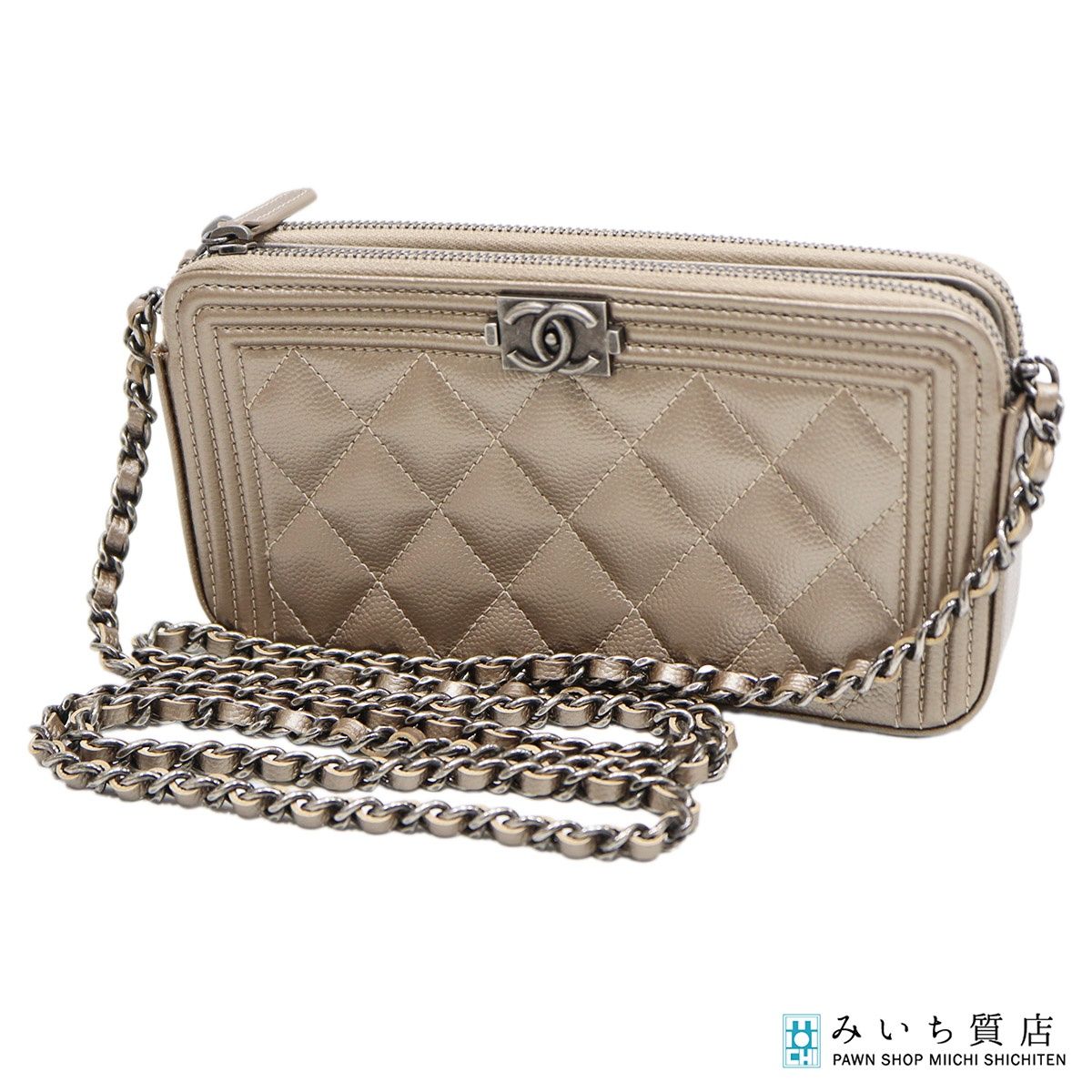 CHANEL BOY CHANEL チェーンウォレット ベージュ 未使用 CHANEL シャネル ボーイシャネル チェーンウォレット
