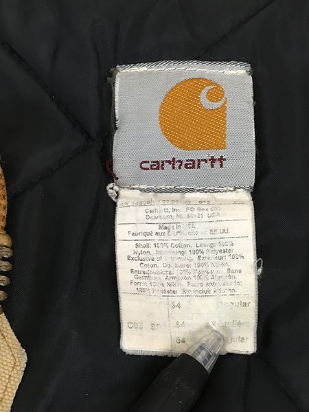 古着 90s USA製 Carhartt ブラウン ダック パデット トラディショナル