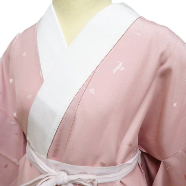 襦袢 長襦袢 未使用 正絹 桜の花びら模様 文字 いろは歌 一斤染色 身丈