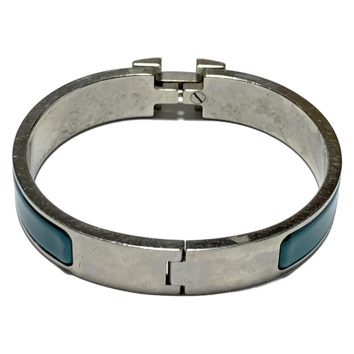 HERMES ブルーバングル 金属製 HERMES（エルメス） ブレスレット クリックH PM メタル ブルー Hブレス