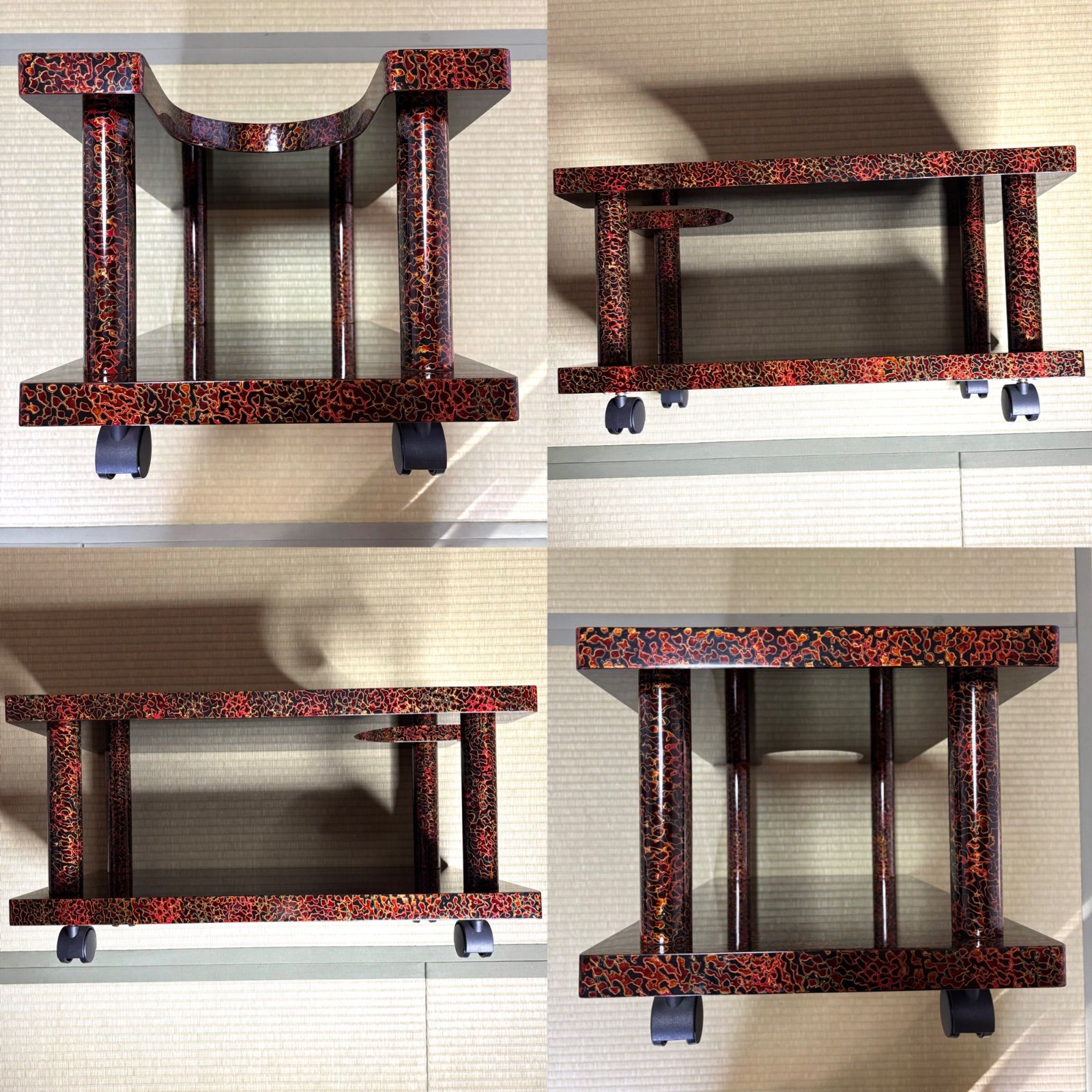 津軽塗】お座敷ワゴン（ポットワゴン） 1台 / 伝統工芸品 津軽塗 唐塗