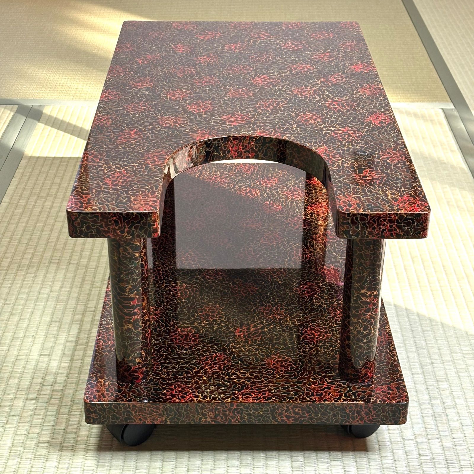 津軽塗】お座敷ワゴン（ポットワゴン） 1台 / 伝統工芸品 津軽塗 唐塗