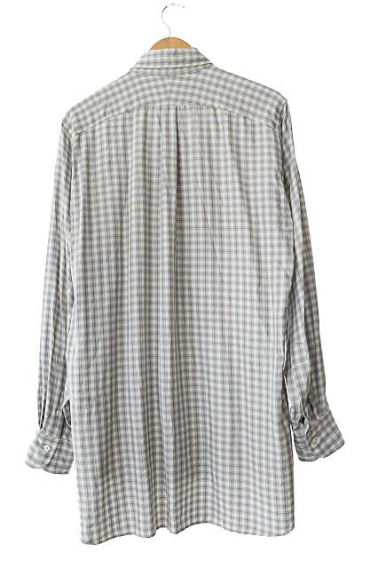 マーティーアンドサンズ MAATEE＆SONS 25 SS LYAN SILK MIX CHECK SHIRT ライアン シルク ミックス チェック柄 長袖 シャツ MT 5103-0602 B 1 青 白 ブルー ホワイト ブランド古着ベクトル 251204