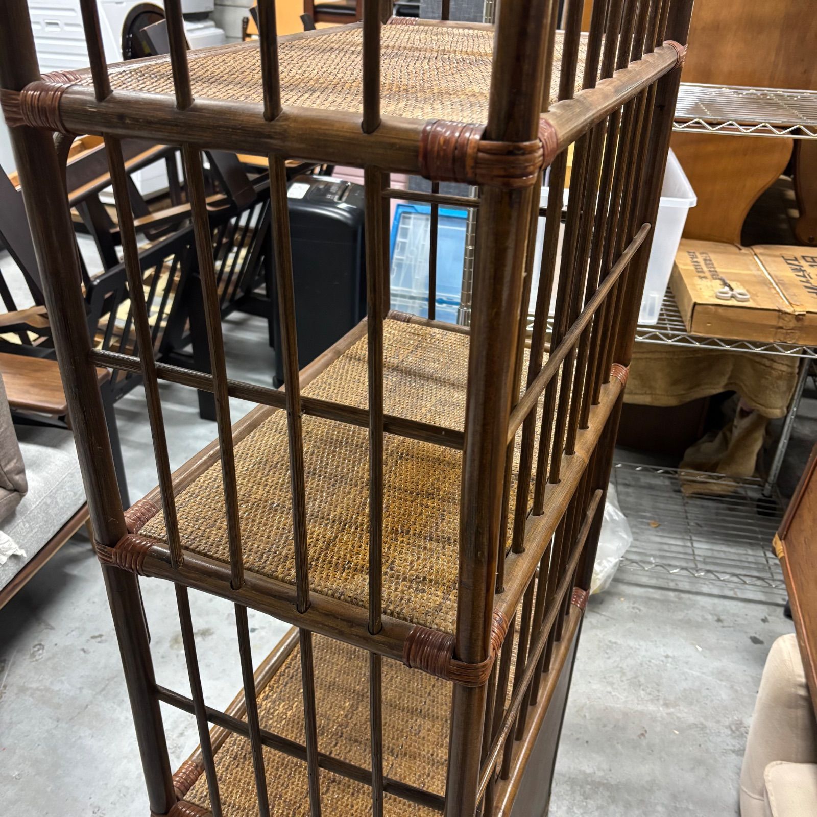 ヴィンテージ ラタン アーチ型 シェルフ 3段チェスト 籐家具