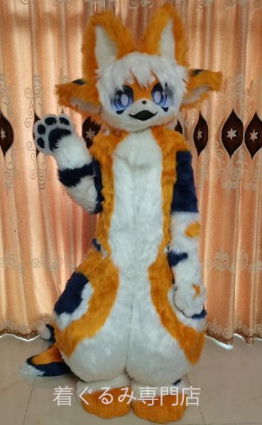 着ぐるみ ケモノ体 フルスーツ セット オレンジ色 ドラゴン 全頭ヘッド ファースーツ ぬいぐるみ コスプレ コスチューム