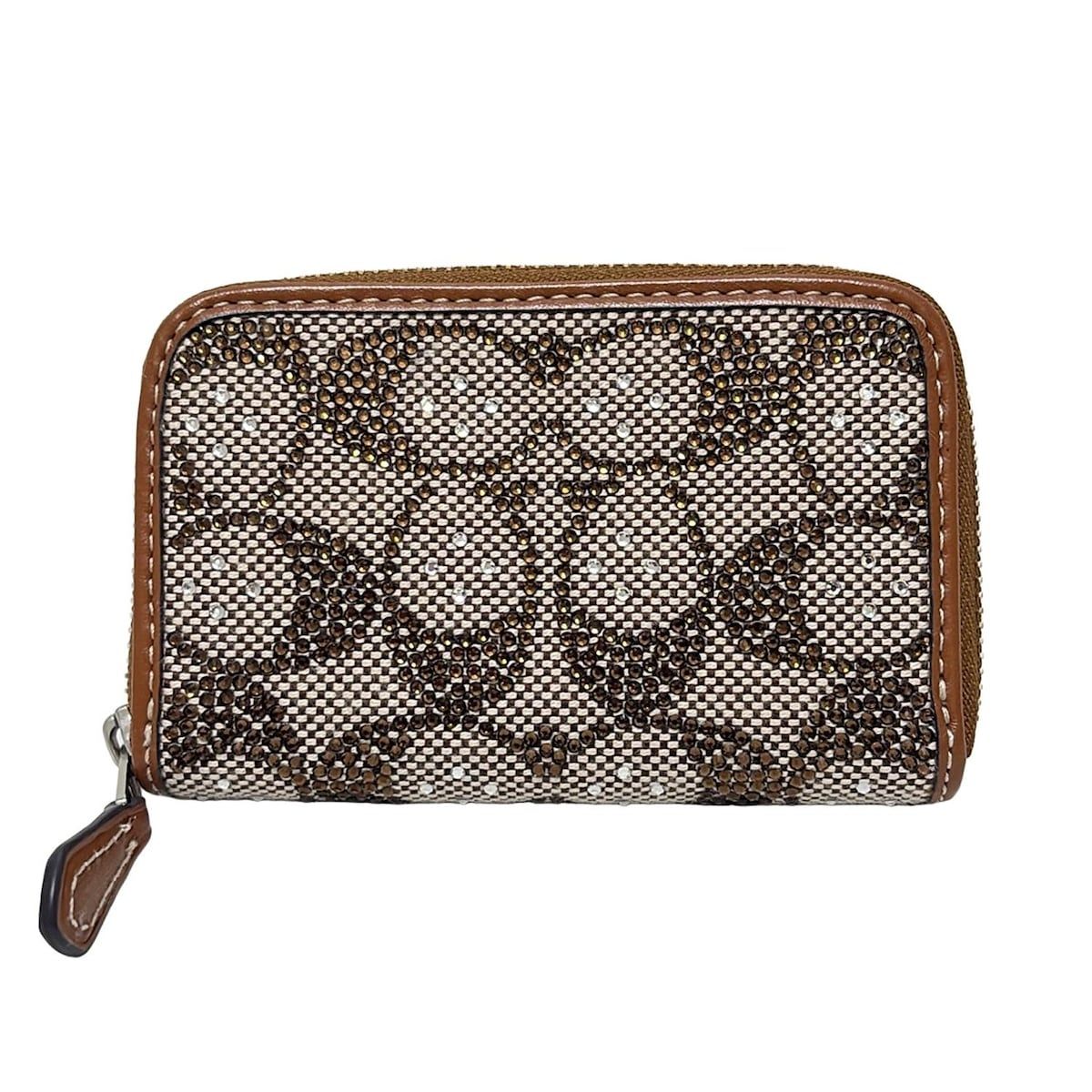 コーチ コインケース エッセンシャル スモール ジップ アラウンド カード ケース クリスタル シグネチャー ジャカード CX 244 レザー