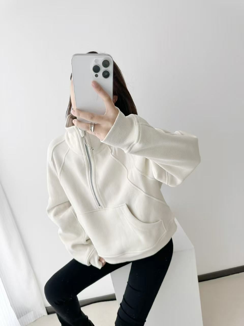 alo ハーフネック 秋冬ウールニット レディース フリース入り 保温性