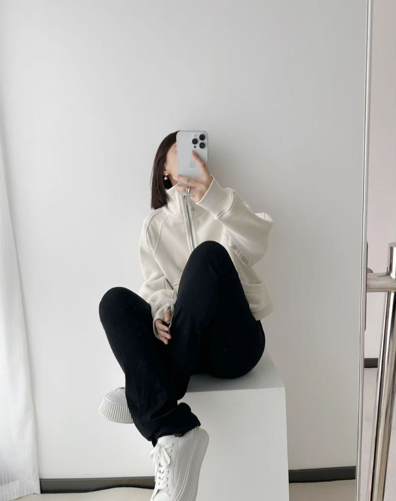 alo ハーフネック 秋冬ウールニット レディース フリース入り 保温性