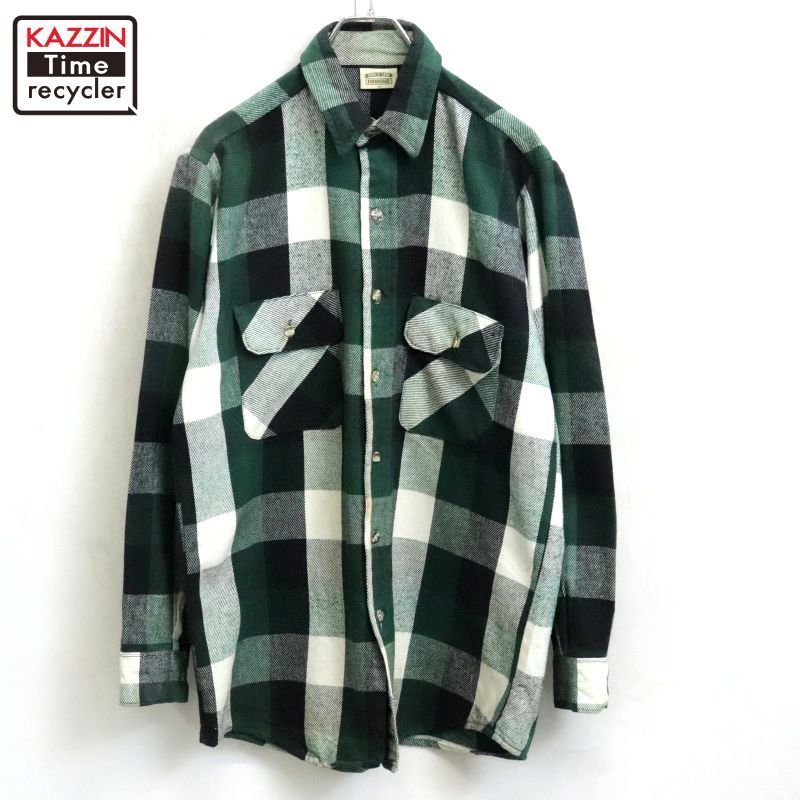 90 s FIVE BROTHER ブロックチェック ヘビーネル 長袖シャツ メンズ 表記Mサイズ