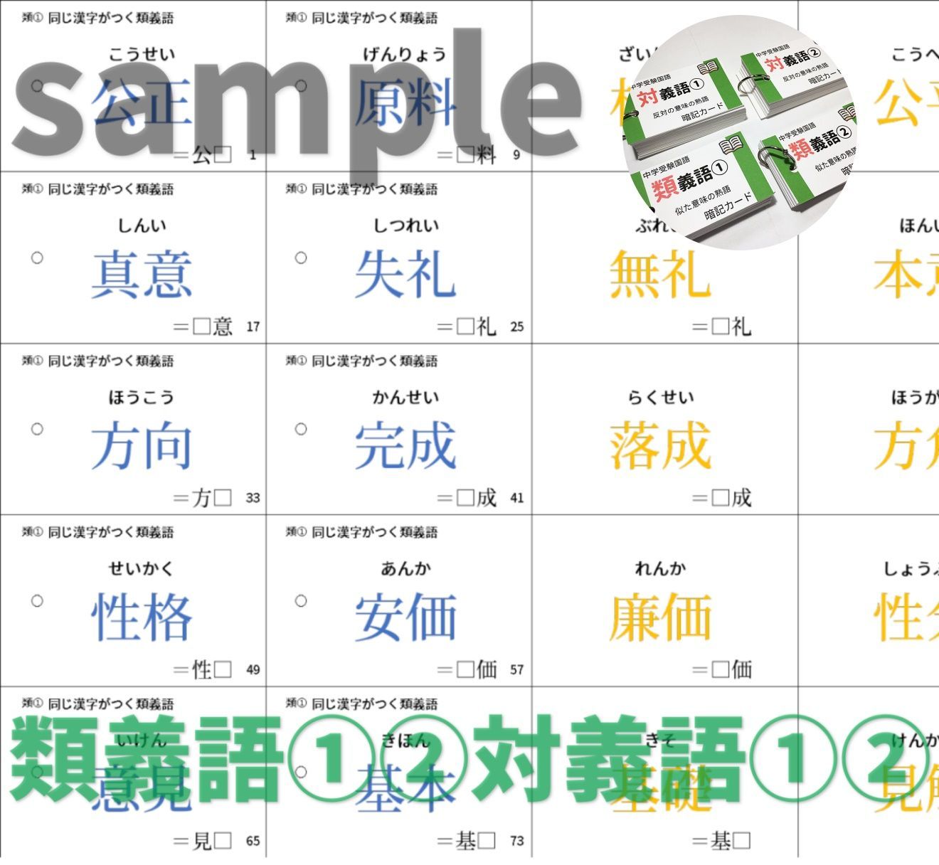 ○中学受験国語【069】テストに出る重要語句カードセット 四字熟語
