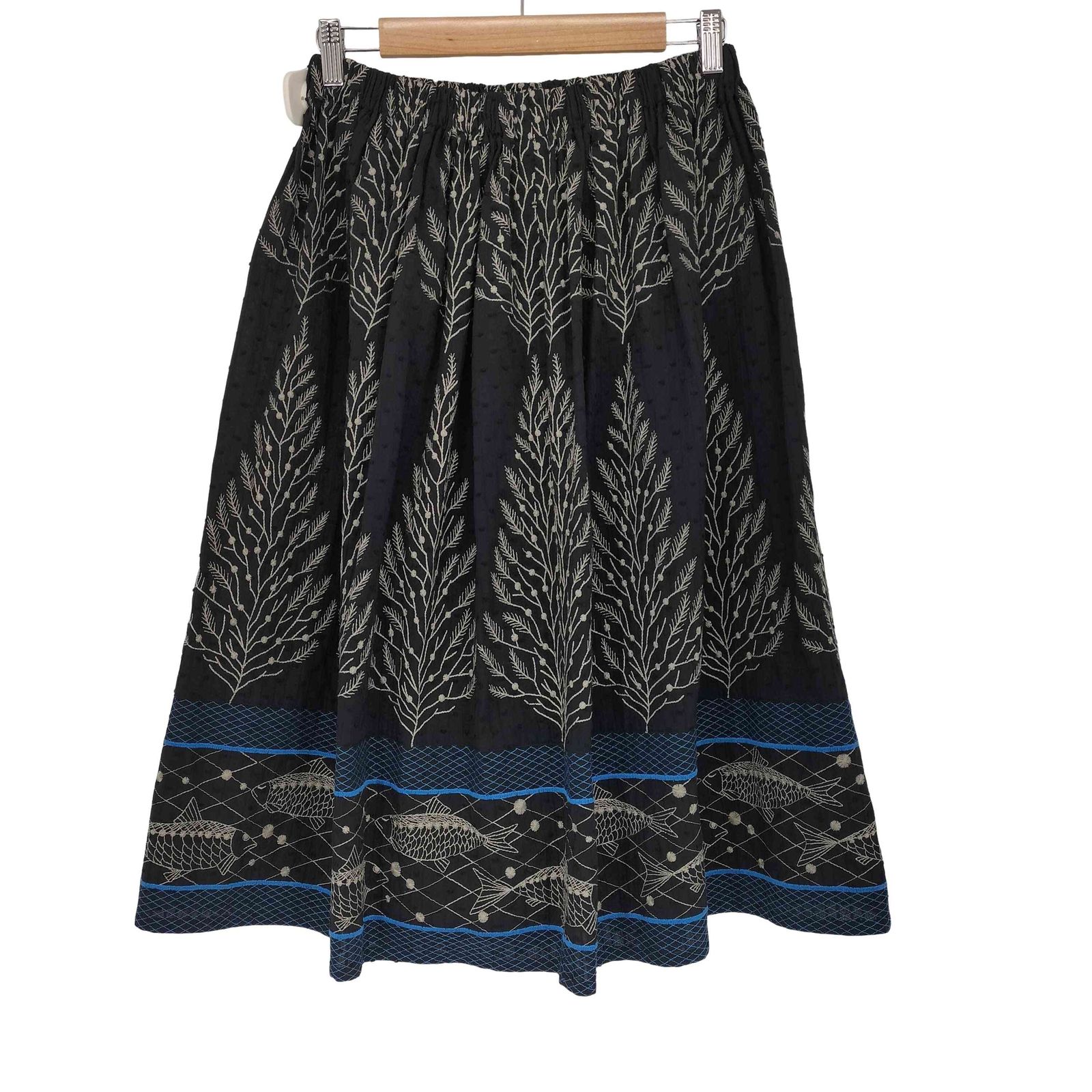 マーブルシュッド Marble Sud 大漁 刺繍 ギャザー スカート レディース