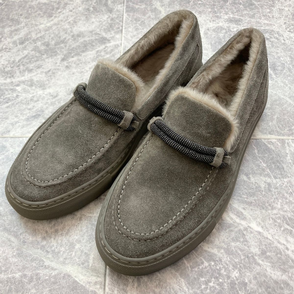 Brunello Cucinelli ブルネロクチネリ スエード ファー スリッポン Brunello Cucinelli ブルネロクチネリ スエード ファー スリッポン