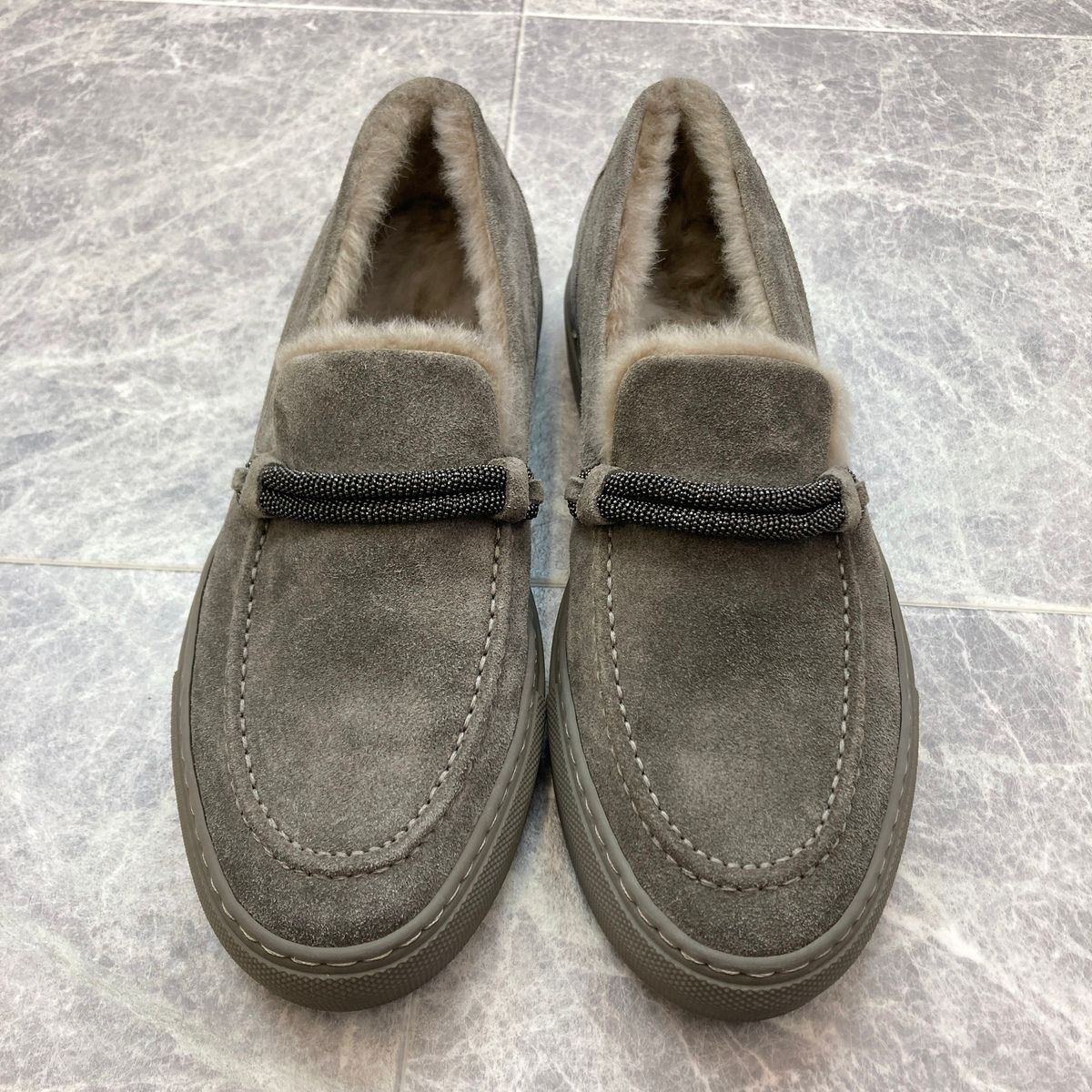 Brunello Cucinelli ブルネロクチネリ スエード ファー スリッポン