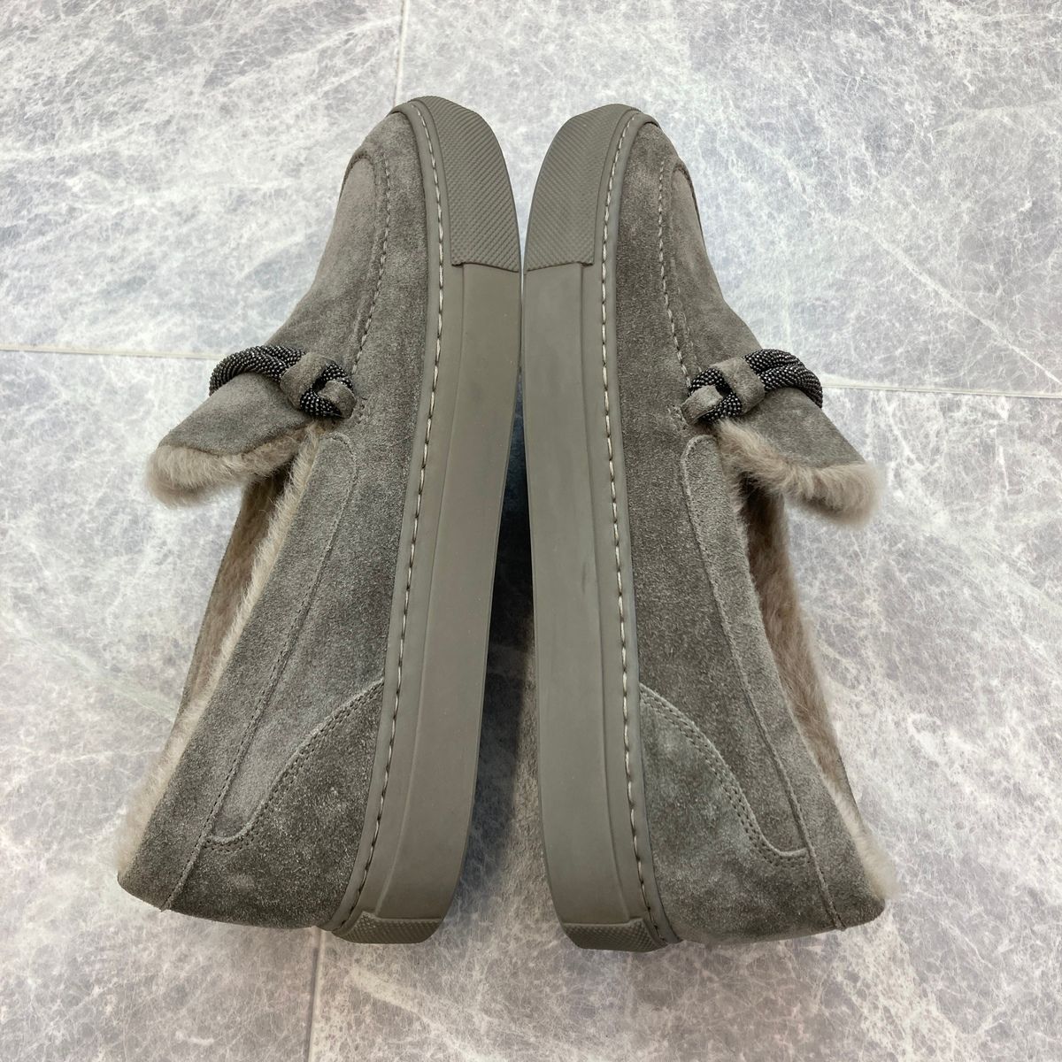 Brunello Cucinelli ブルネロクチネリ スエード ファー スリッポン