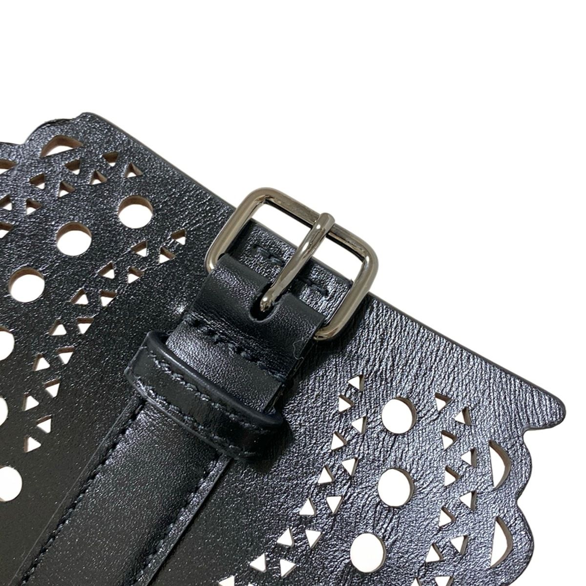 ALAIA(アライア) ベルト 75 - 黒 コルセット/カットワーク/スカラップ