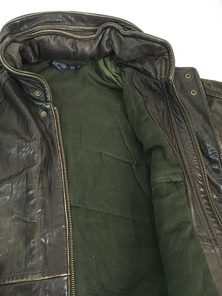古着 90s Nautica 2way 本革 オール レザー ジャケット ブルゾン 42