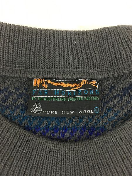 古着 90s Australia製 FAR HORIZONE 金魚 おさかな アート ウール