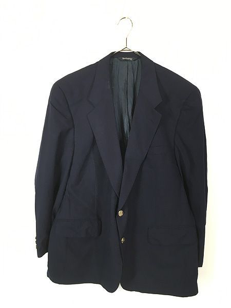 90s ビンテージ 美品 Burberry バーバリーズ 紺ブレ 金ボタン 古着 80s USA製 Burberrys × Boyd's 金ボタン 上質 Super 100's