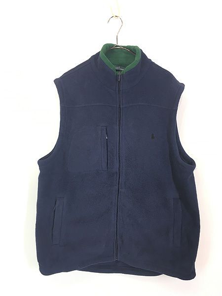 古着 Polo Ralph Lauren ワンポイント Dポケット フリース ベスト L 