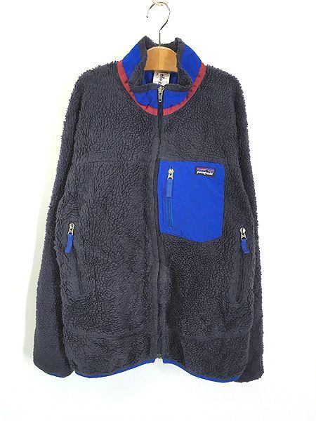 キッズ 古着 13 s Patagonia クラシック レトロX もこもこ ボア フリース ジャケット 紺 XL 12歳以上位