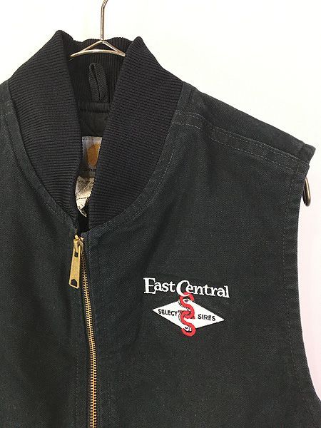 古着 90 s Carhartt ブラック ダック 首リブ パデット ベスト M
